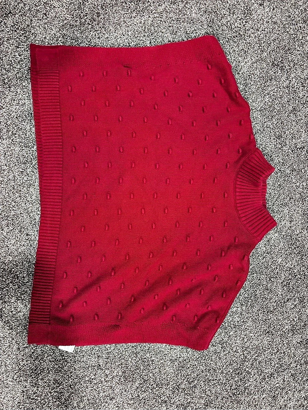 Carter's Kid Red Bobble Knit Mock Neck Poncho Sweater Girls 7/8